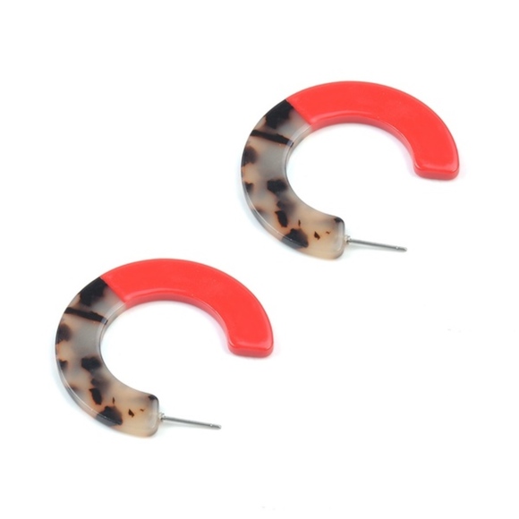 Madewell Jewelry - NWT Color block beige tortoise resin hoop earrings